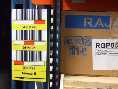 inotec Barcode Etikett Regaldurchfahrten