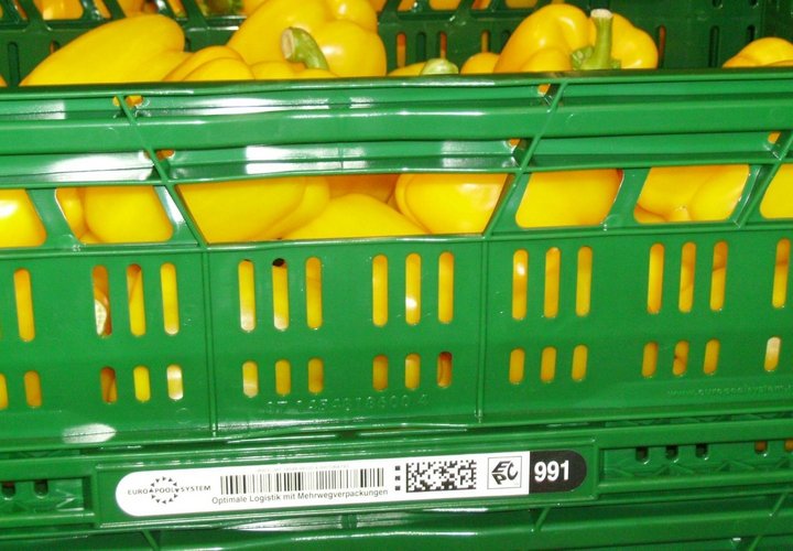 inotec Barcode Inmould Obstbehälter Lebensmittel Paprika